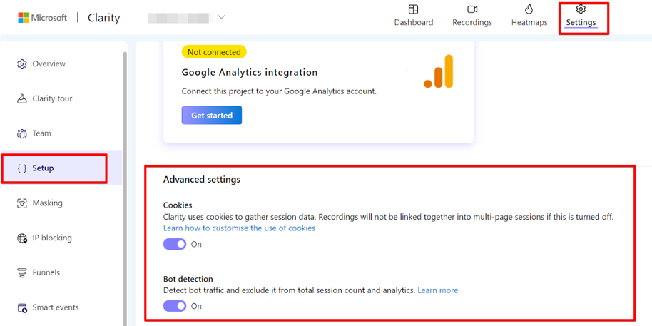 clarity advanced settings