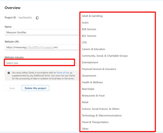 clarity site categories