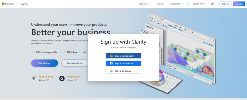 create a microsoft clarity account