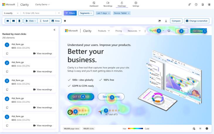 microsoft clarity 2024 demo screen