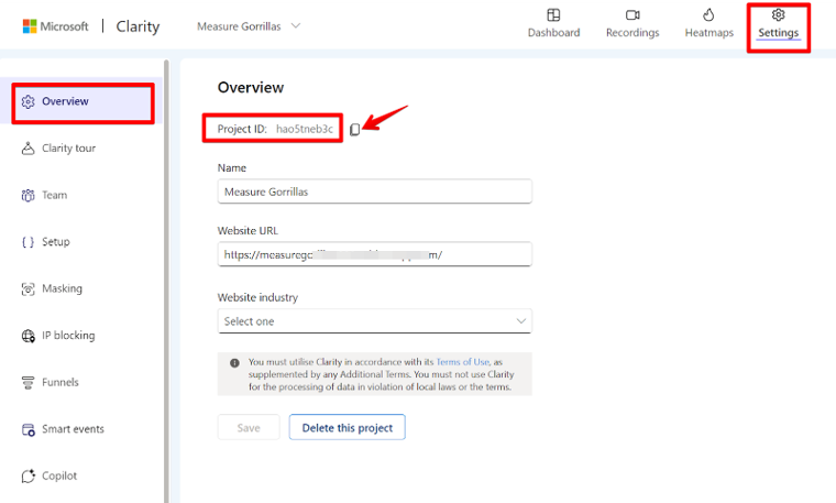 microsoft clarity project id