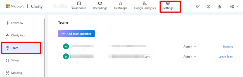 microsoft clarity team management