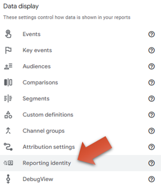 reporting identity in ga4 admin