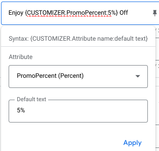 promo percent ad customizer