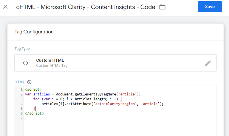 clarity content insights in google tag manager