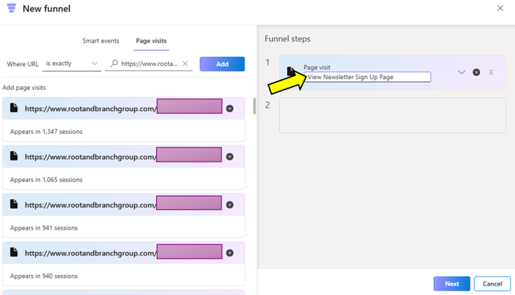 rename clarity funnel step